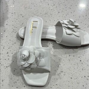 Lulus White Floral Slide Sandals